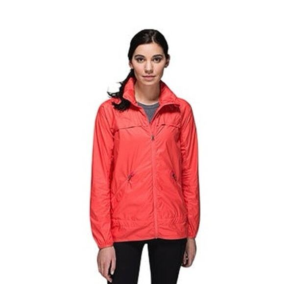 Lululemon Miss Misty Athletic Running Rain Zip Up Jacket Atomic Red EUC Size 10 - Picture 1 of 8